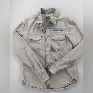 A/X Armani Exchange Men’s Cotton Utility Cargo Long Sleeve Button Down Gray M